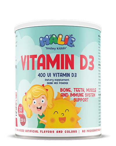 Malie Vitamin D3 1+1 , Drankpoeder , Heerlijke Smaak , Voor Een Gezond Immuunsysteem , Voor Kinderen En Jongeren , 300g