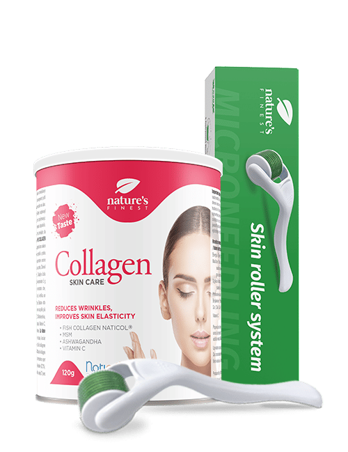 Collagen SkinCare + Derma Roller , Premium Collagen , Verbeterde Huidelasticiteit , Naticol Viscollageenpeptiden , Derma Roller Inbegrepen , 200g