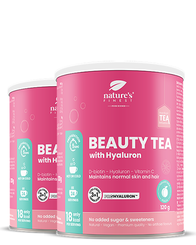 Beauty Tea With Hyaluron And Biotin 1+1 , Huidhydratatie , Functionele Thee , Anti-veroudering , ProHyaluron™ , Biologisch , Vegan , Collageen , 240g