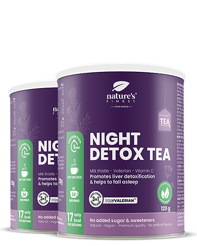 Night Detox Tea 1+1 , Slaapthee , Functionele Thee , Reinigende Mix , ProValerian™ , Biologisch , Vegan , Ontspanning , 240g