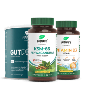 1x KSM-66 Ashwagandha (60 capsules) + 1x GutPRO + 1x Vitamin D3 capsules